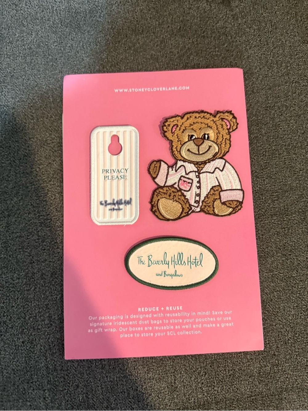 3 STONEY CLOVER LANE PATCHES - 2 BEVERLY HILLS HOTEL  PLUS 1 BEAR PATCH